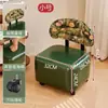 Banqueta Giratoria Xiaoyao para Cambiar Zapatos Sala de Estar Madera Maciza Respaldo Giratorio Taburete Sofá Hogar Jacquard Rueda Universal Taburete con Polea Taburete Bajo