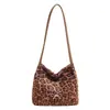 Bolso de Mujer de Gran Capacidad de Nicho 2025 Invierno Nuevo Estilo Coreano Moda Versátil Estampado de Leopardo Cuadros Bolso de Hombro Bolso de Axila
