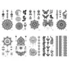 Pegatinas de Tatuaje Mandala Pequeñas Frescas Dedo y Empeine Blanco y Negro Flor de Mandala Mariposa y Otros Tatuajes Desechables Impermeables Resistentes al Sudor