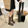 Botas Altas de Estilo Británico con Punta Redonda y Tacón Grueso para Mujer, Nuevo Modelo Otoño 2026, Botas Hasta la Rodilla con Suelas Gruesas, Botas de Montar Adelgazantes