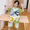 Pijama Infantil Macacão Meninos 2025 Novo Verão Fino Algodão Puro Manga Curta Roupa de Casa para Meninos para o Verão