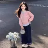 Moletom casual estiloso estilo coreano personalidade retalhos listrados lapela falso duas peças conjunto doce versátil jeans para meninas