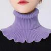 [Hilo de Mecha Amigable con la Piel] Suéter de Cuello Alto para Mujer Otoño e Invierno Cálido Cubierta Decorativa para el Cuello Falso de Punto