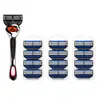Aparelho de barbear manual de três lâminas, lâmina de aço inoxidável soldada por pontos, cabeças de reposição no atacado, aparelho de barbear manual Gillette