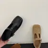 Zapatos de cuero simples de alta gama vintage, nuevo otoño 2026 moda francesa de gamuza con tira en T de corte bajo elegantes zapatos de vestir