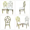 Silla de Placa de Hierro Forjado Silla de Comedor para Exteriores Silla de Metal Bambú Respaldo Silla Blanco Oro Hotel Banquete de Bodas Silla de Boda Taburete