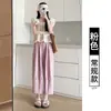 Calça Feminina de Seda Gelada Fina de Verão com Pernas Largas Cintura Alta Nove Décimos Caimento Secagem Rápida Petite Casual Calça Reta Estreita Oito Décimos