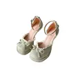 Sapatos Mary Jane com Salto Grosso e Laço de Renda Doce Estilo Francês para Mulheres 2026 Primavera/Verão Novos Sandálias de Salto Alto Sapatos Vazados de Salto Único