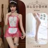 Lencería Sexy Tallas Grandes Disfraz de Sirvienta Conjunto Sexy Encaje Escote de Corazón Uniforme Malla Transparente Pijama Coqueto Ajustado