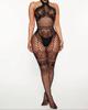 Comércio exterior sexy halter feminino sem costas lingerie sexy tubo top oco transparente malha quente paixão aberto virilha macacão
