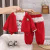 Conjunto de Ropa de Otoño para Niñas Modelo 2026 Ropa de Primavera y Otoño Infantil Niños Chaqueta de Dibujos Animados Bebé Conjunto de Tres Piezas de Manga Larga Moda al por Mayor