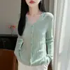 Cardigan de Tricô Ruffle com Decote V Novo Outono 2026 Transfronteiriço, Suéter Fino Canelado, Camisa Básica Curta Slim Fit