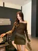 SE White Label - Suéter delgado de moda estilo coreano "Elegant Unnie" sin hombros, personalizado, con 6% de lana 25825