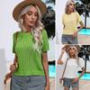 Tricô Pulôver de Manga Curta Torcido Primavera e Verão Novo Gola Redonda Cor Sólida Tricô Feminino Amazon Europeu e Americano Transfronteiriço Roupas Femininas