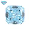 Huagang gem 9A Ice Flower corte quadrado chanfro broca de alto carbono pequeno octogonal raso azul zircão nu anel de pedra nua