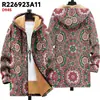 Chaqueta de Estilo Nuevo con Elementos de Patrón Multicolor Cremallera B35 Capucha Cardigan Grueso Invierno Forro Polar Algodón Abrigo con Forro Amarillo