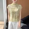 Verano Nuevo Estilo Estilo Chino Tencel Manga Corta Estampada Camiseta Holgada Adelgazante Moda Versátil Retro Temperamento