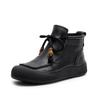 Botines Gruesos de Cuero Genuino Platino Otoño e Invierno Nuevos para Mujer Botas Cálidas Retro Forradas de Lana para Pies Anchos Gruesos Talla Grande