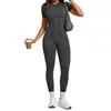 Europeo y Americano Otoño e Invierno Tridimensional Sin Espalda Ajustado Manga Corta Pantalones Una Pieza Deportivo Una Pieza Yoga 88201
