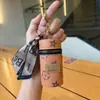 Charme de Mini Bolsa Redonda Cilíndrica com Flor Antiga Retro Porta-Moedas Porta-Batom Portátil Pingente de Chaveiro Envelope Vermelho