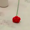 Brote Pequeño Rosa Tejido a Mano Ramo Terminado Flor de Simulación Hilo de Tejer Ramo Tejido con Flor Falsa Festival Simulación