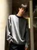 Cleanfit Tricô Preto Gola Redonda Masculino Outono/Inverno Color Block Patchwork Suéter Estilo Americano Camada Interna Top Básico