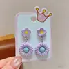 Aretes de Flor Transfronterizos para Niños, Aretes de Dibujos Animados Sin Dolor, Lindos Aretes de Princesa para Niñas, Aretes para Actuaciones de Bebés en Escenario