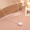 Collar Colgante Pequeña Flor Zirconio Metal Cepillado de Gama Alta para Mujer 2026 Nueva Moda Cadena Clavicular de Temperamento para el Trabajo