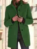 2023 Otoño e Invierno Transfronterizo Retro Europeo y Americano Botón Cuello Alto Chaqueta de Lana Ropa para Mujer