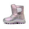 Botas de neve espessas para crianças, para meninas, com travas de gelo antiderrapantes, sapatos de algodão de cano alto para crianças, botas curtas impermeáveis e forradas com fleece para meninos, tamanho 40