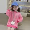 Nova Blusa Feminina de Comprimento Médio para Primavera e Outono, Moletom de Manga Longa Feminino, Saia, Roupa Infantil Estilo Ocidental para Bebê Menina