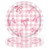 Vajilla de Fiesta para Niña a Cuadros Rosa Lindo Lazo Tema de Cumpleaños Bandeja de Papel Servilleta Vaso de Papel Traje Suministros