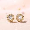 Pendientes de Flor Pequeña Fragante Estilo Francés Retro Cao Shi Pendientes de Diseño Veraniego de Moda Pendientes Elegantes de Trébol de Cuatro Hojas