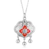 Collar Vintage de Plata de Ley S925 con Cierre Ruyi para Mujer, Colgante de Flor Hueca de Paz de Moda de Gama Alta, Joyería para el Día de la Madre