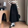 Elegante falda midi de pana para mujer, nuevo diseño retro de cintura alta, efecto adelgazante, dobladillo ancho elegante, estilo coreano