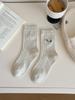 Calcetines de Otoño e Invierno Dibujos Animados Japoneses Dachshund Bordados Calcetines de Algodón Calcetines de Media Caña para Mujer Calcetines Holgados Retorcidos con Lazo Zhuji