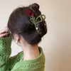 Hebilla de Rana Pinza de Clip Retorcida Pinza de Pelo de una Palabra Pinza para el Cabello de la Parte Trasera Pinza para Agarrar el Cabello Disco de Tulipan Pinza de Tiburón Grande Flor de Flock