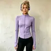 Chaqueta Deportiva con Cuello Alto y Cremallera para Mujer Ropa de Yoga Manga Larga con Agujeros para el Pulgar Alta Elasticidad Ropa Europea y Americana para Fitness Running Entrenamiento