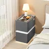 Mesita de Noche Inteligente de Lujo Colgante para Dormitorio, Moderna Multifuncional Simple con Carga Inalámbrica de Madera Maciza, Nuevo Gabinete de Mesita de Noche