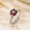 Anel Europeu e Americano Simples de Pedra Oval com Aro Totalmente Diamantado Zircônia com Garra Quatro Pontas Aberto Ajustável Anel de Dedo Joia Multicor Cross-Border