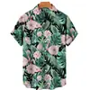 Camisas de Playa Europeas y Americanas Transfronterizas para Hombre con Animales de Selva Tropical Impresos en 3D, Tops Casuales y a la Moda de Manga Corta