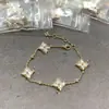 Nuevo Pulsera de Trébol de Cuatro Hojas Transfronterizo Lu's, Oro V Blanco Concha Blanca Seis Hojas, Lujo Ligero Chapado en Oro 18K Rosa CNC Diseño de Trébol de Cuatro Hojas Cinco Hojas