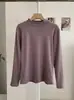 KEKEZOON Pequena Gola Alta Cor Sólida Ombro Normal Emagrecimento Manga Longa Camada Interna Camisa Base Camiseta Top Fotos Reais 8803