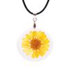 Collar de Resina Cristalina con Flor Seca de Margarita de Venta Caliente Transfronteriza Europea y Americana, Colgante de Margarita Fresco y de Moda, Venta al por Mayor desde Fabricante, Versátil