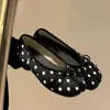 Zapatos de Lunares Estilo Ballet con Punta Dividida para Mujer, Mocasines Poco Profundos sin Cordones, Lazo Plano 2026 Nuevos Zapatos de Satén con Forma de Herradura