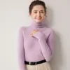 Suéter de cachemira para mujer, 100% cachemira pura, prenda de alta calidad, cuello alto, corte ajustado, suéter de punto, top base ajustado