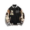 Outono Americano Retro Street Fashion Marca Masculina Terno de Beisebol Casaco Costura PU Estilo Universitário Adolescente Casaco Casal