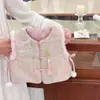 ¡NingliOriginal! Conjunto Hanfu para Niñas, Chaleco Nuevo de Invierno Estilo Chino para Niños, Tendencia de Atuendo de Año Nuevo Chino para Bebés