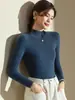 Listo para usar de primera línea 25 Otoño e Invierno Nueva Camiseta Interior de Punto para Mujer Cuello Semitortuga Jersey Negro Suéter Delgado de Lana para Mujer