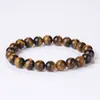 Pulsera de piedra ojo de tigre amarillo natural, de una sola vuelta con cuentas redondas, estilo unisex, accesorio de mano de lujo ligero, venta al por mayor desde el fabricante